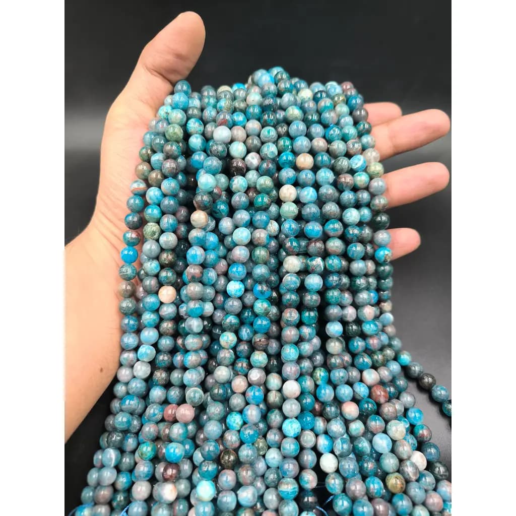 ریسه سنگ آپاتیت سایز 8 میلیمتر کد 7687 — تصویر ۲