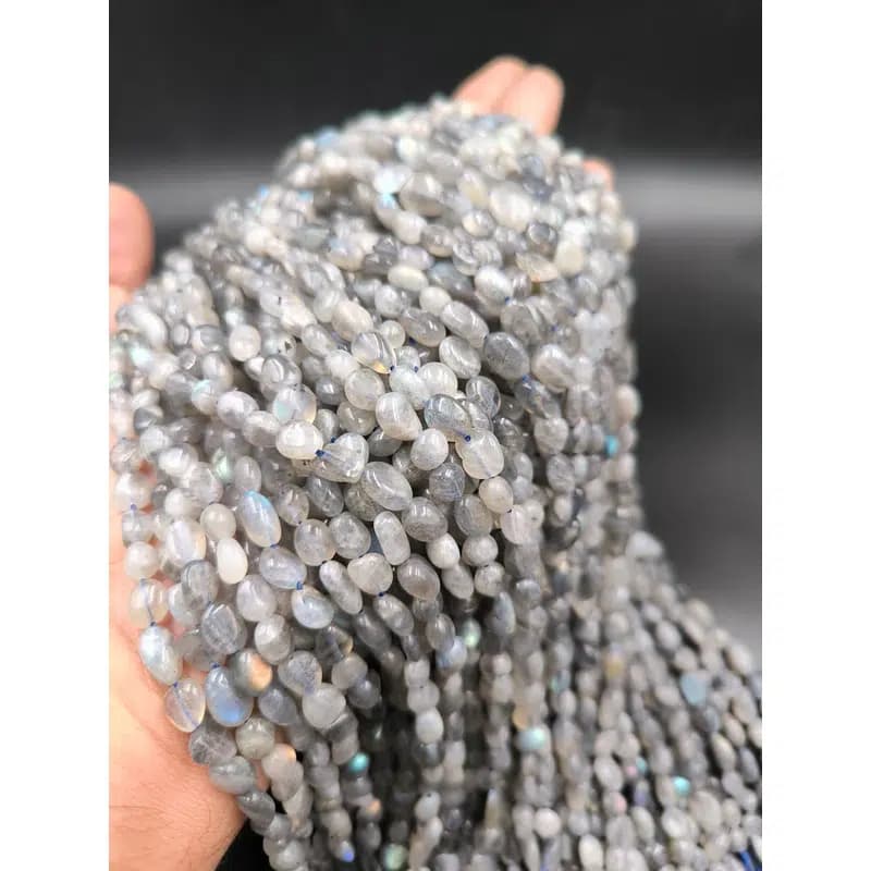 ریسه سنگ لابرادوریت تامبل سایز 8*6 میلیمتر کد 2303 — تصویر ۳
