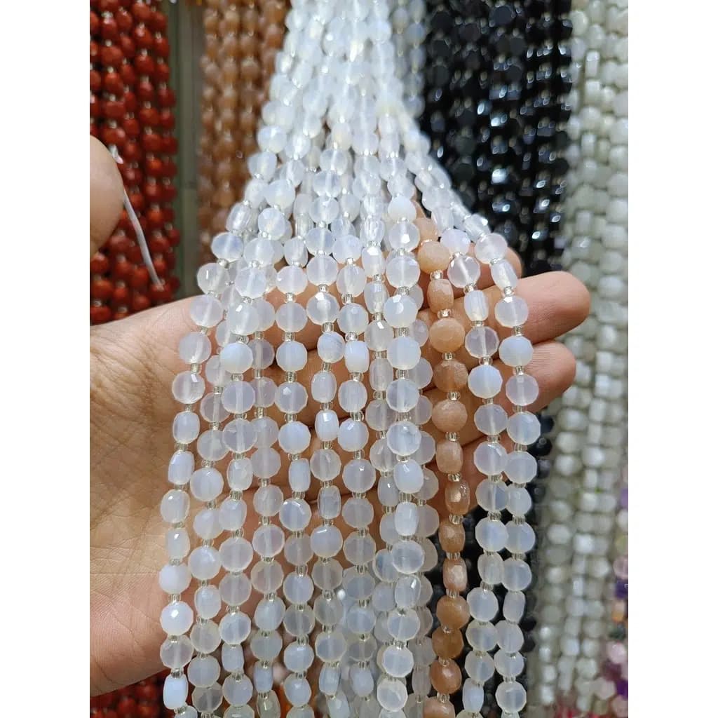 ریسه سنگ عقیق سکه ای تراش کد 7808 — تصویر ۲