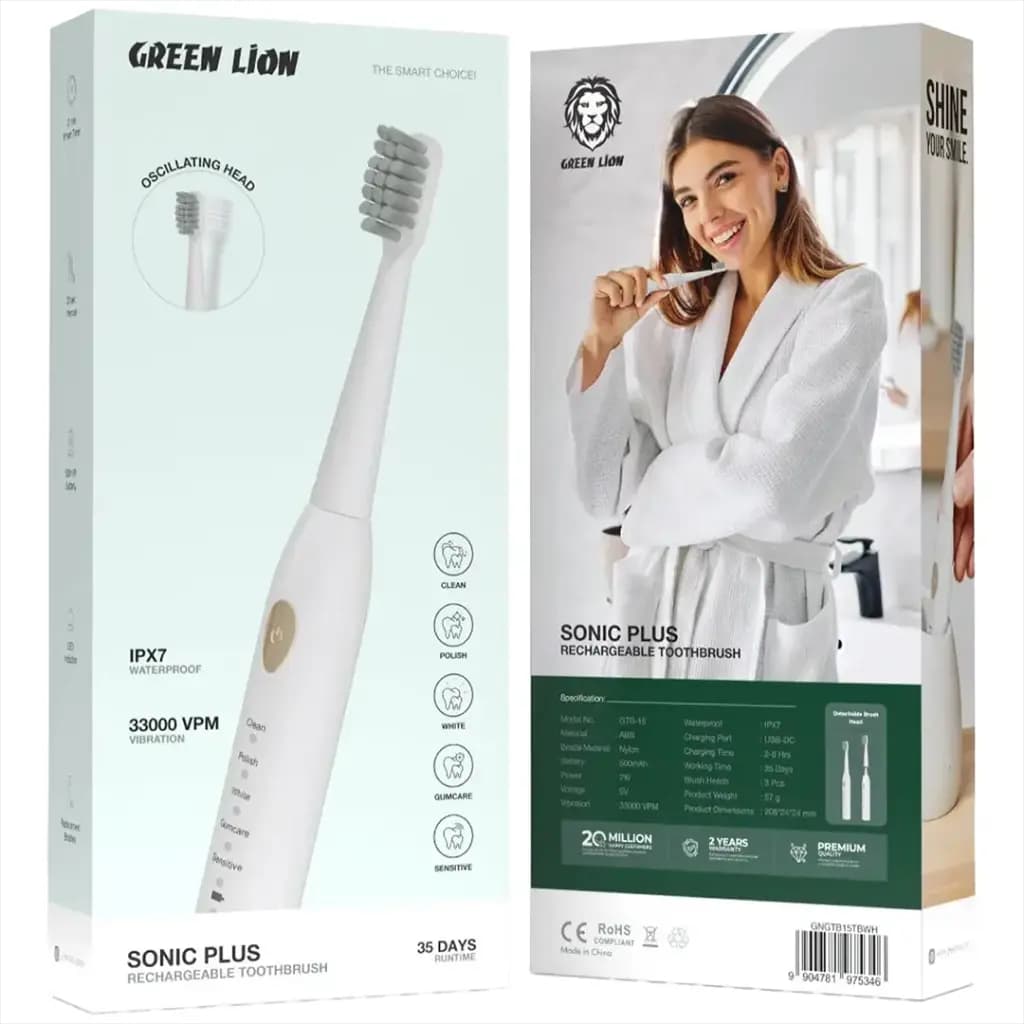 مسواک برقی گرین لاین مدل Green Lion Sonic Plus Rechargeable Toothbrush — تصویر ۶