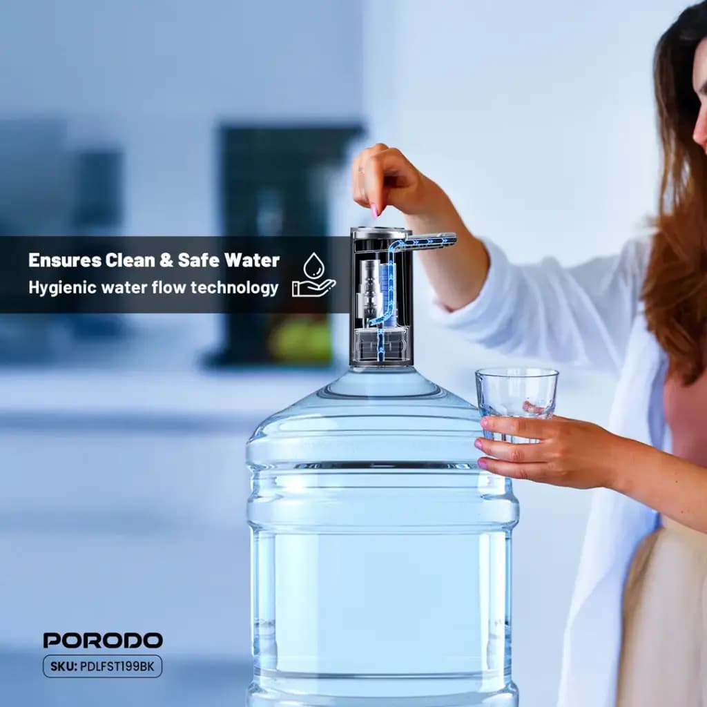 پمپ آب شارژی و تاشو پرودو مدل Porodo Lifestyle Foldable Electric Water Pump — تصویر ۳