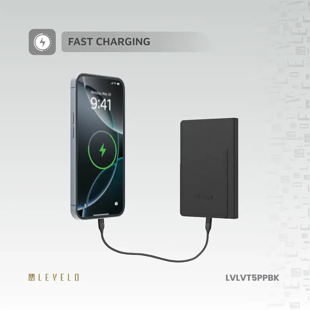 پاوربانک و کیف پول مغناطیسی لولو مدل Levelo Vermont Portable 3 in 1 Wallet Power Bank — تصویر ۲