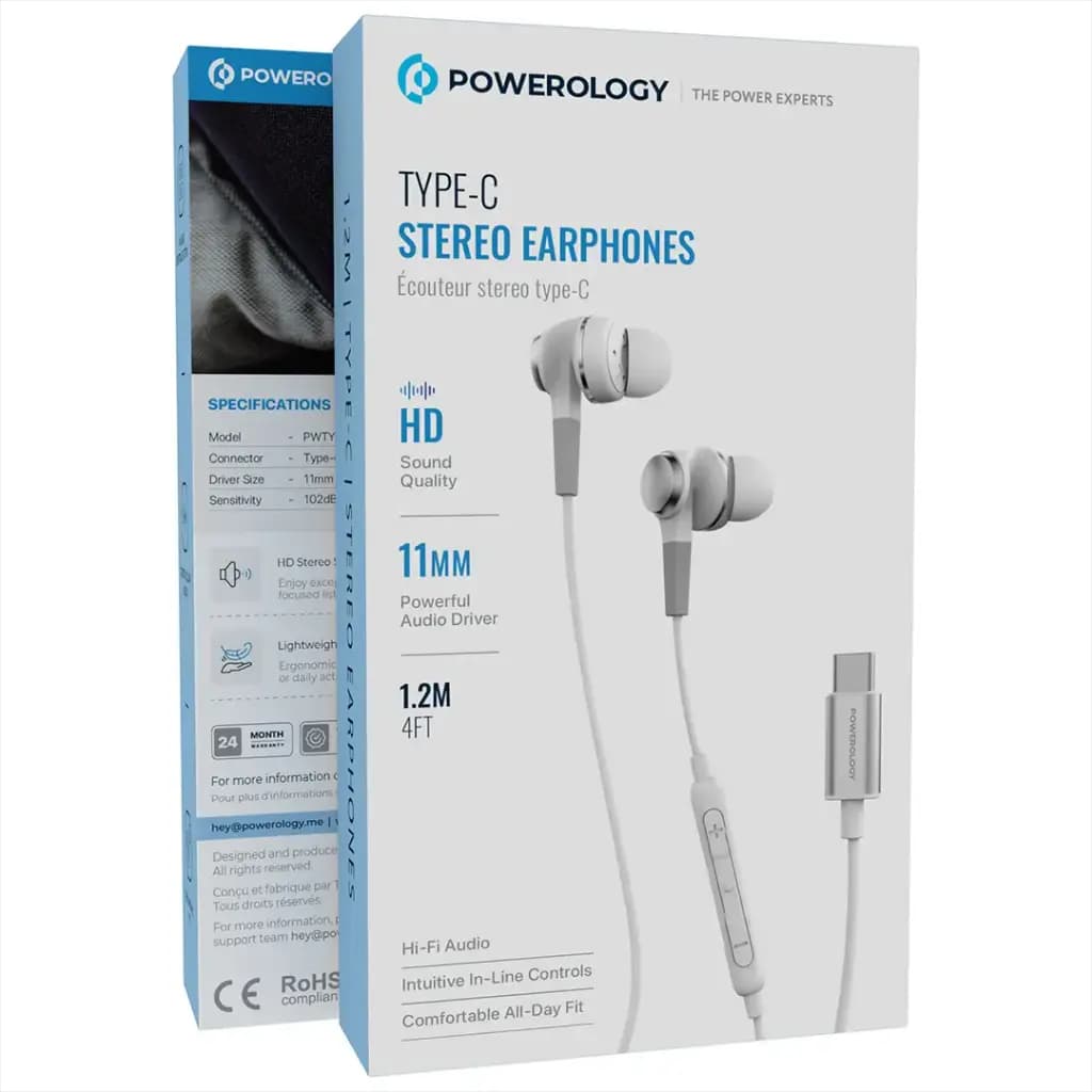 هندزفری تایپ سی پاورولوژی مدل Powerology Type-C Stereo Earphones — تصویر ۴