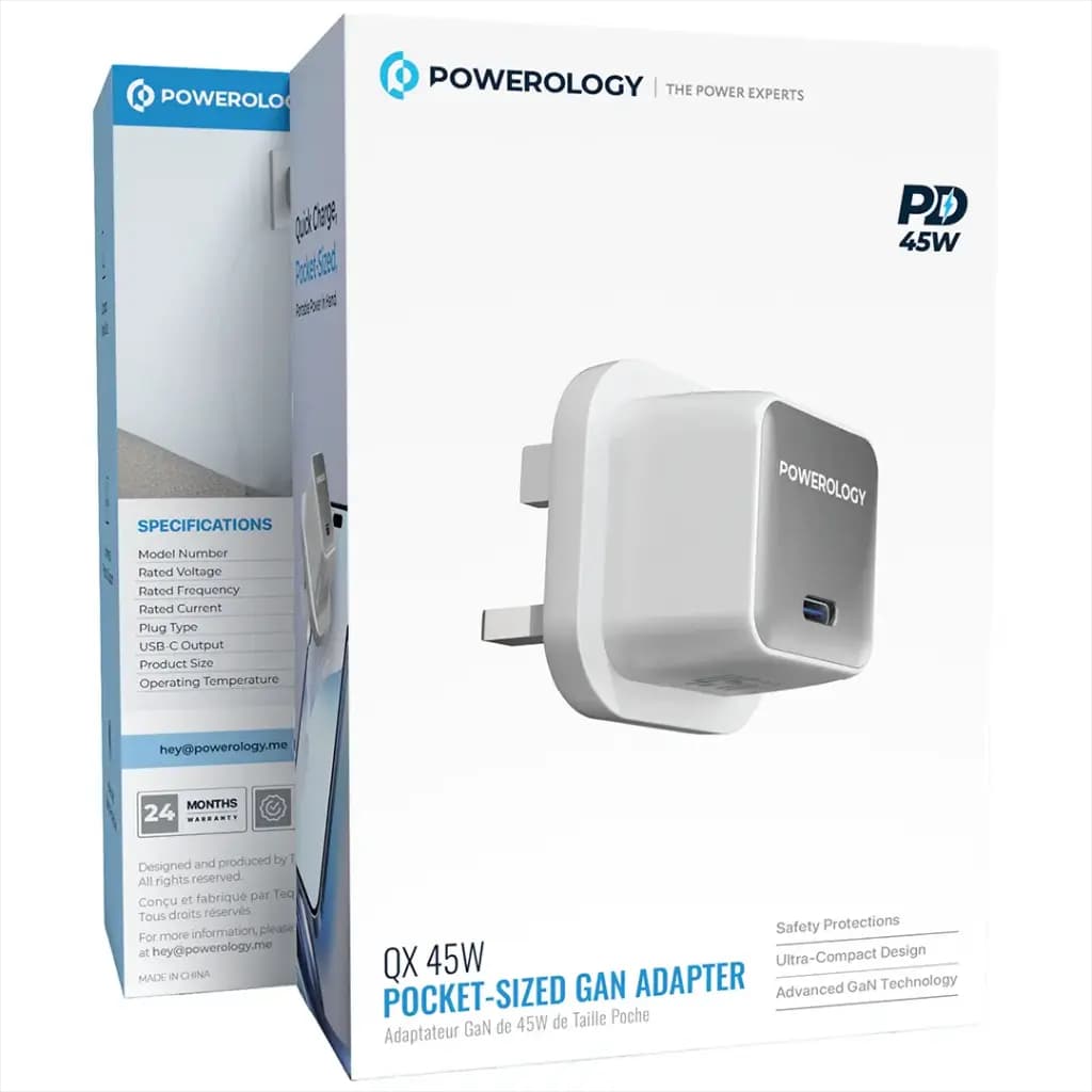 آداپتور شارژ پاورولوژی مدل QX Pocket-Sized GaN Adapter ظرفیت 45W با فناوری شارژ سریع — تصویر ۹