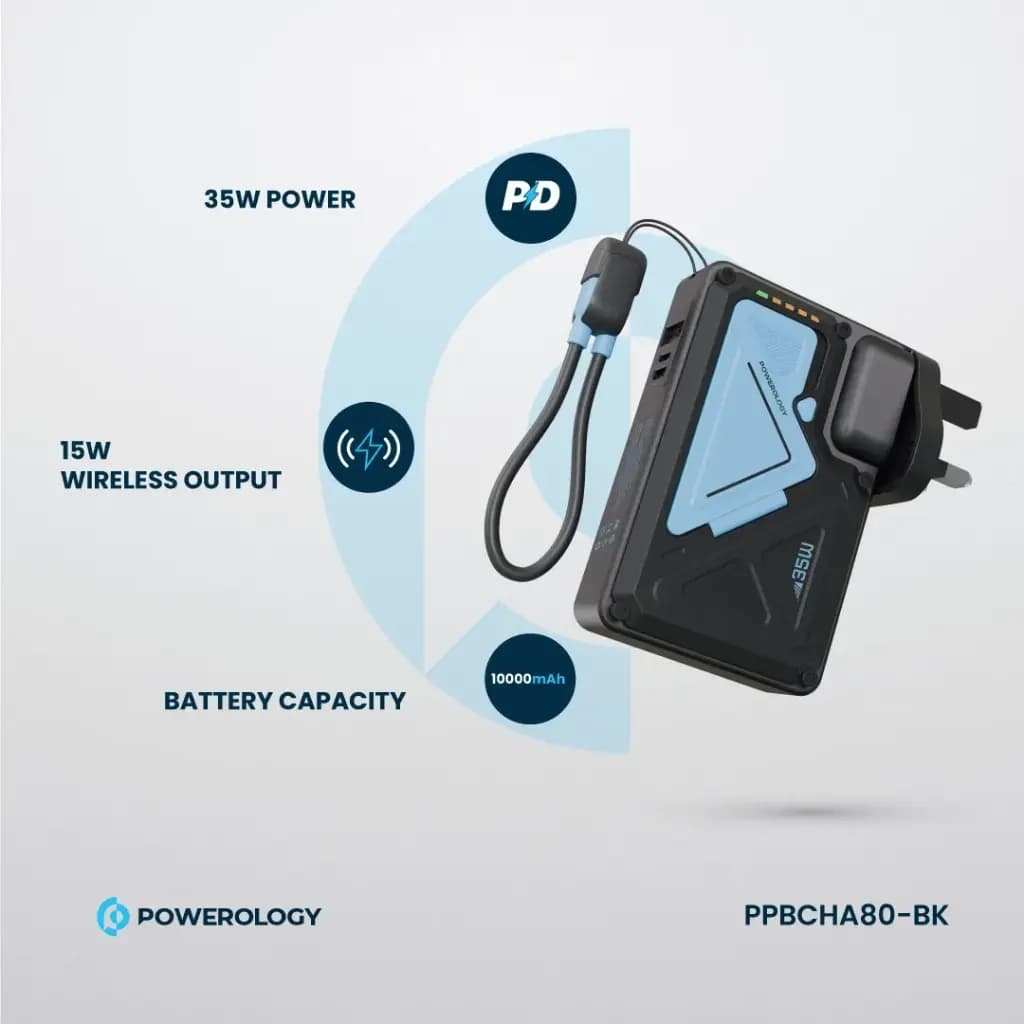 پاوربانک و شارژر دیواری پاورولوژی مدل Wall Charger ظرفیت 10000mAh با پد مگ‌سیف — تصویر ۳