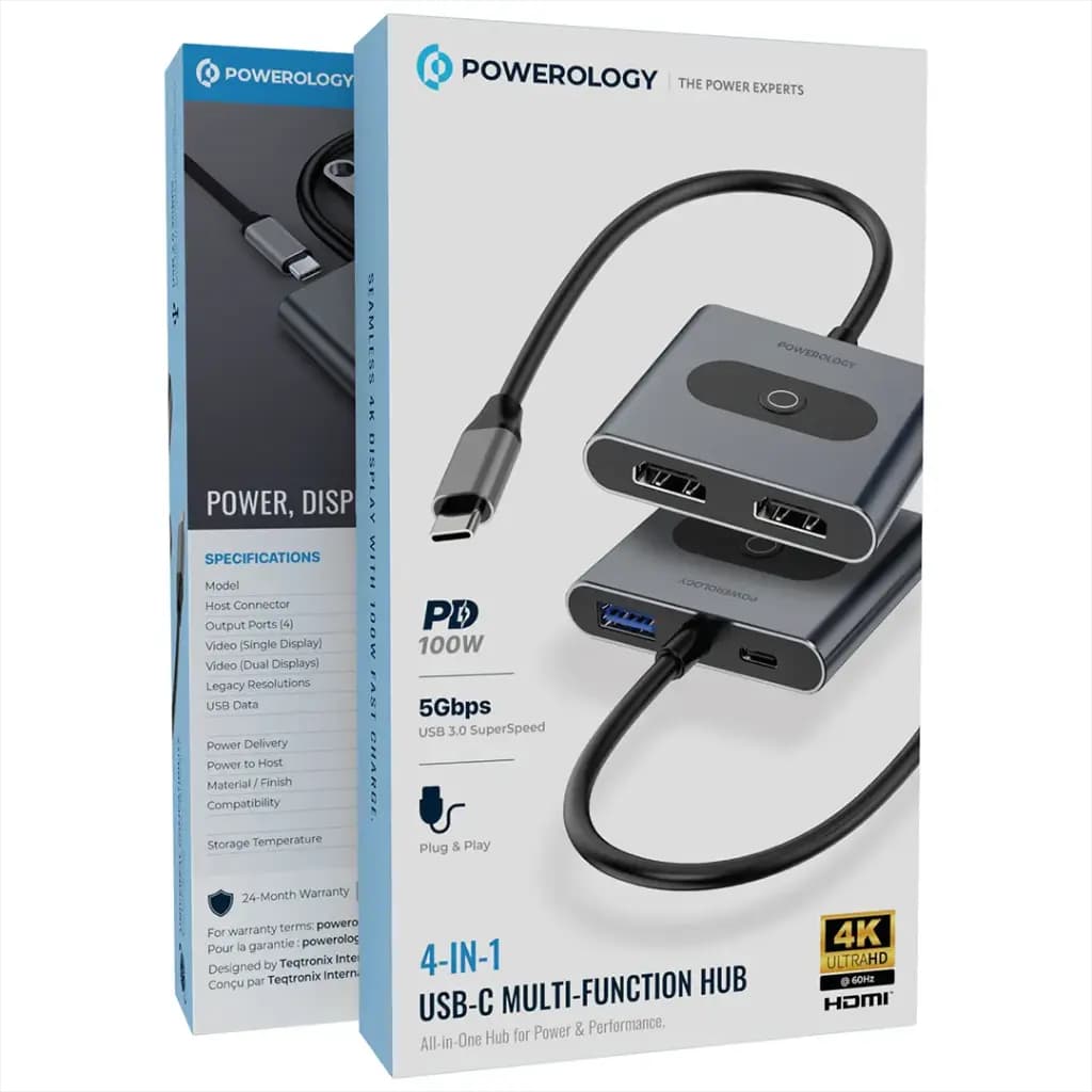 هاب USB-C پاورولوژی مدل Powerology 4-in-1 USB-C Multi-Function Hub — تصویر ۹