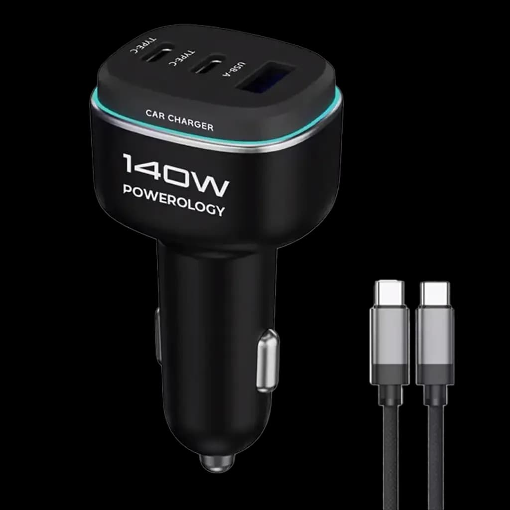 شارژر فندکی 140 وات پاورولوژی مدل Powerology 140W Triple Port High Power Car Charger — تصویر ۲