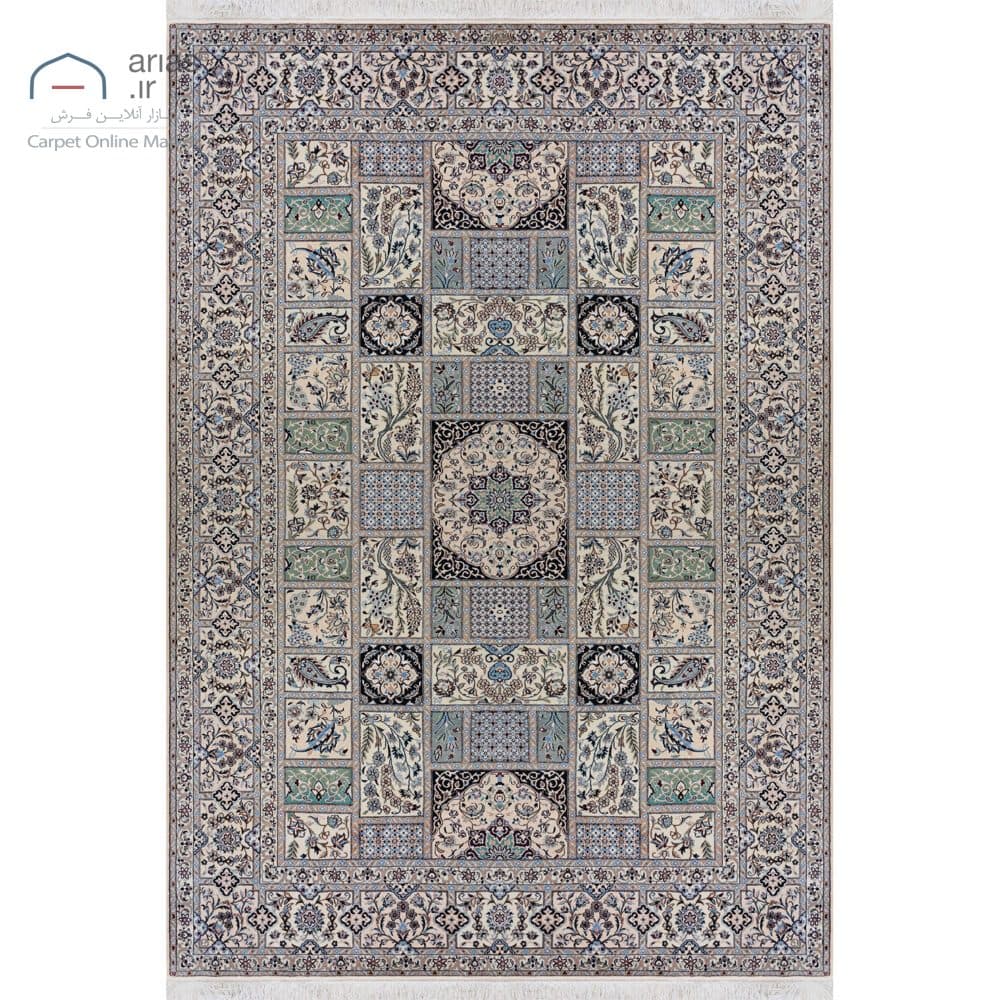فرش دستباف نایین خشتی ۶ لا گل ابریشم – ۶ متری کد D28101