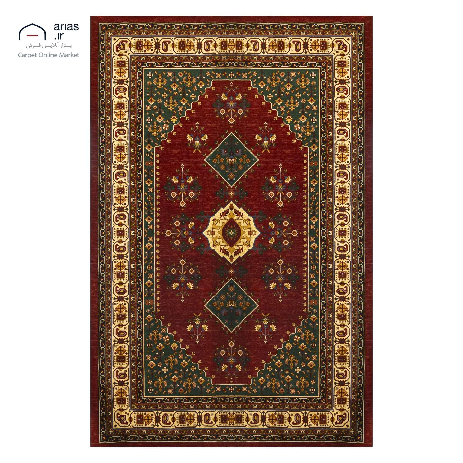 فرش ماشینی 4 متری آریاس زمینه لاکی کد MT04145