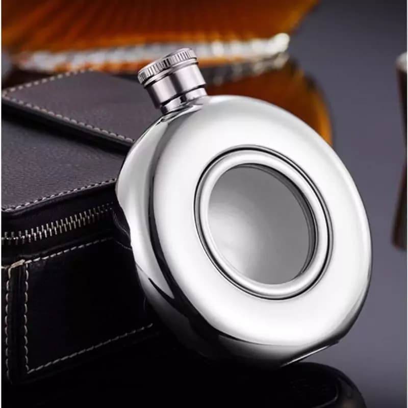 قمقمه استیل کتابی دایره ای وسط شیشه 5OZ — تصویر ۳