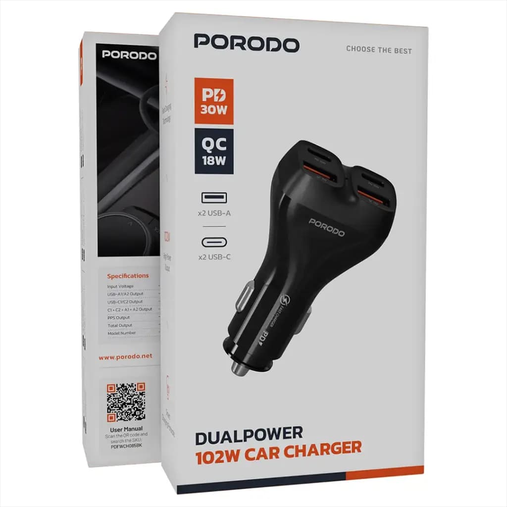 شارژر فندکی 102 وات پرودو مدل PDFWCH085C (4 پورت) — تصویر ۹