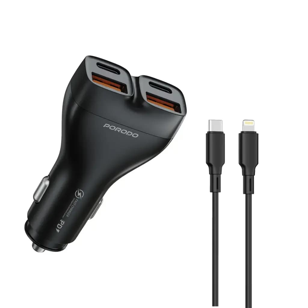 شارژر فندکی ۱۰۲ وات پرودو Dualpower مدل PDFWCH085L با کابل USB-C به لایتنینگ — تصویر ۱۰