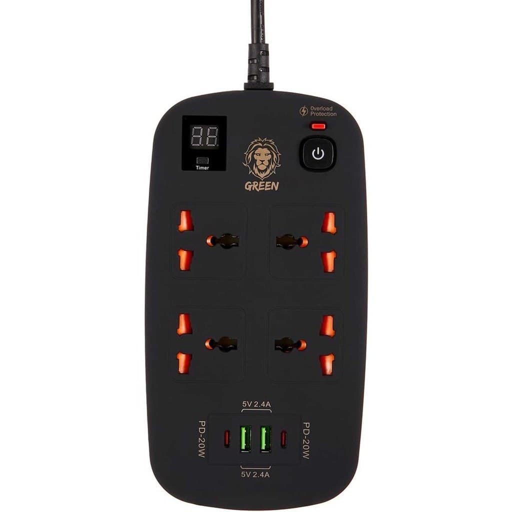 چند راهی گرین لاین ۴۰ وات کابل سه متری Green Lion 4 AC 2 USB & 2 USB-C PD 40W — تصویر ۲