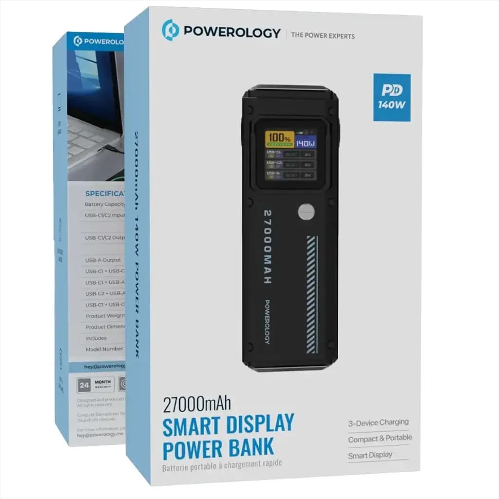 پاوربانک 27000 پاورولوژی مدل Powerology 27000mAh Smart Display Power Bank — تصویر ۷