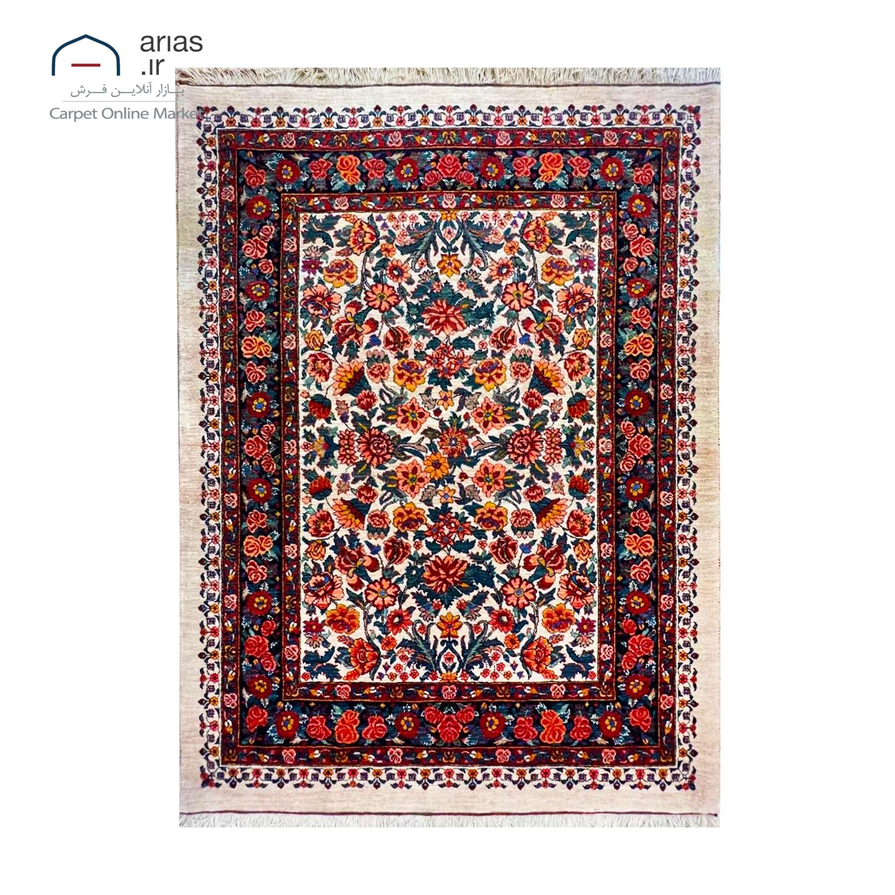 فرش دستباف 3 متری قشقایی پشم دستریس زمینه کرم کد D14165A