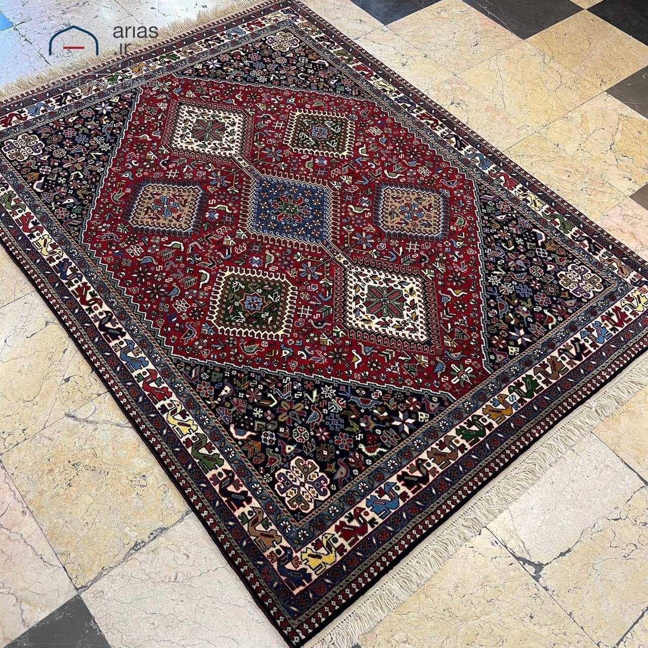 فرش دستباف 3 متری یلمه شیراز زمینه لاکی کد D14162A — تصویر ۶