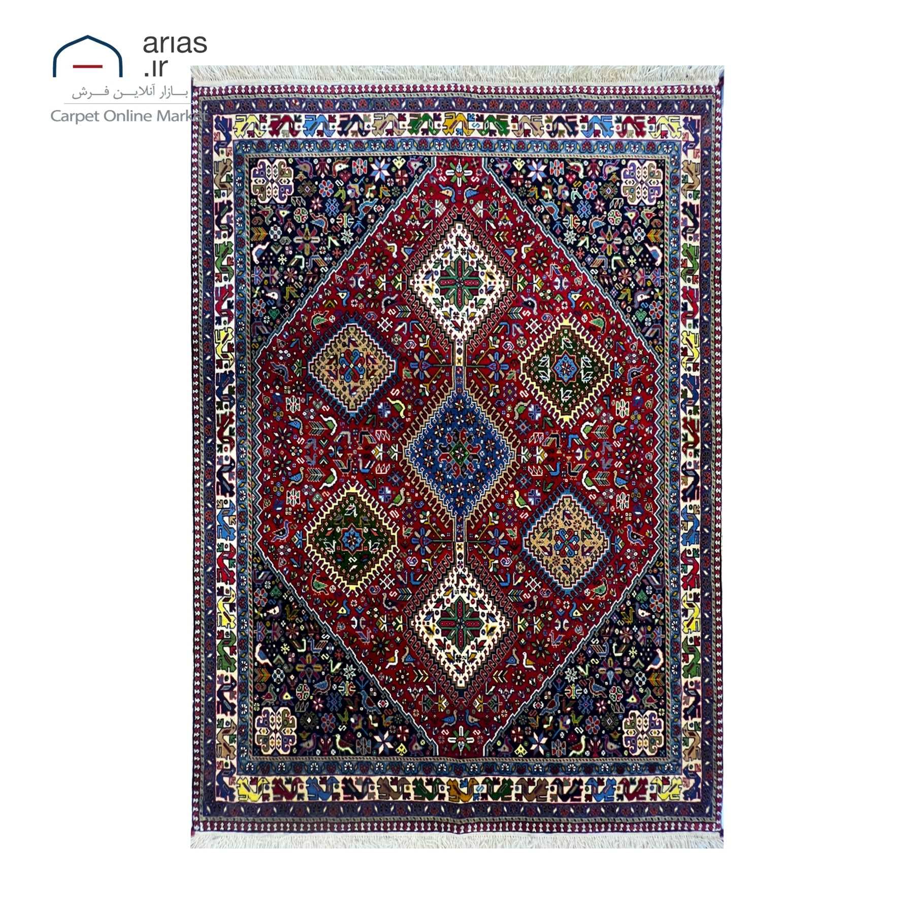 فرش دستباف 3 متری یلمه شیراز زمینه لاکی کد D14162A