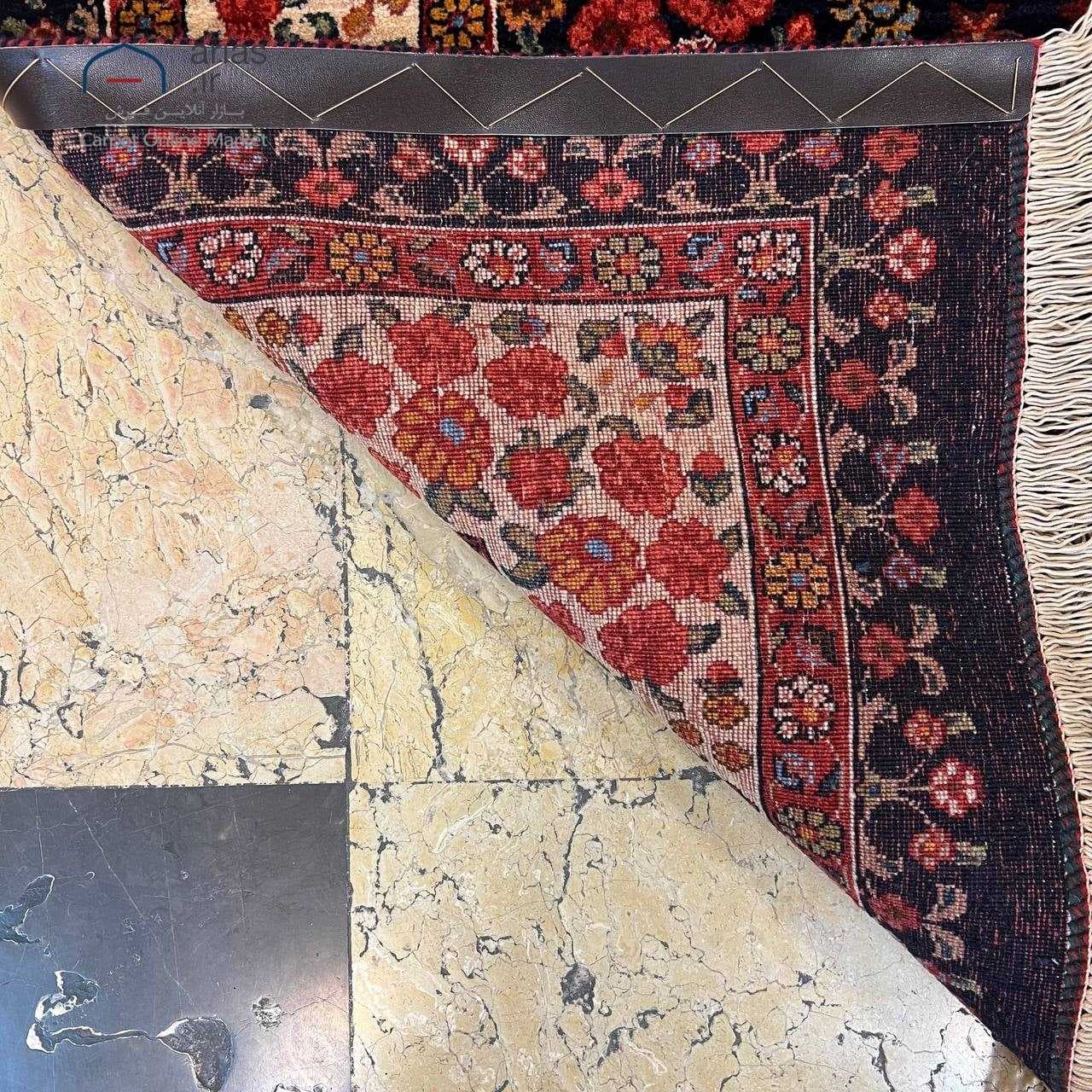 فرش دستباف 3 متری قشقایی نقشه هزار گل زمینه سرمه ای کد D14159A — تصویر ۷