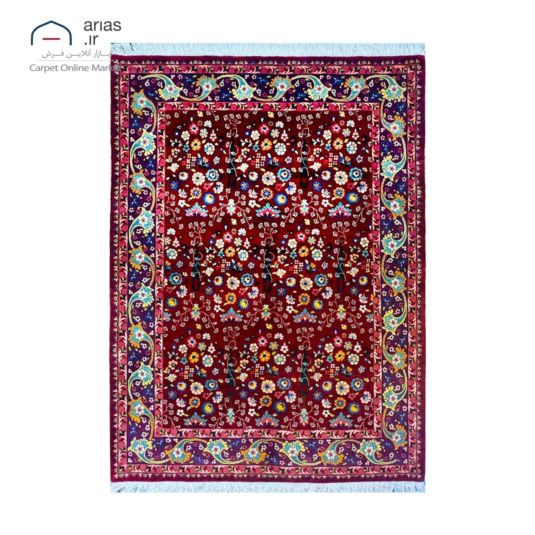 فرش دستباف 3 متری قشقایی زمینه لاکی کد D14158A