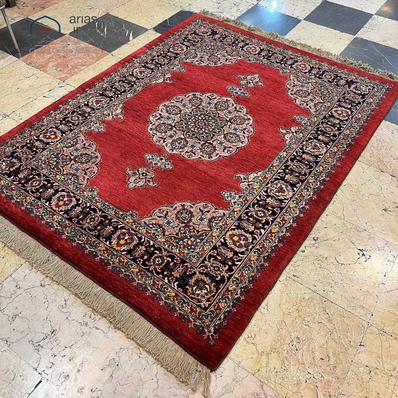 فرش دستباف 3 متری قشقایی زمینه لاکی کد D14154A — تصویر ۳