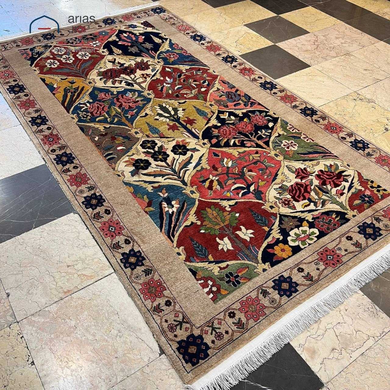 فرش دستباف 4 متری بختیاری زمینه کرم کد D14153A — تصویر ۳