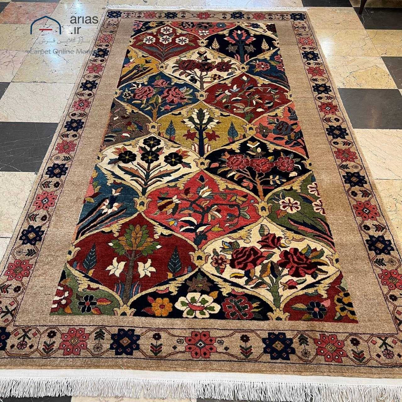 فرش دستباف 4 متری بختیاری زمینه کرم کد D14153A — تصویر ۵