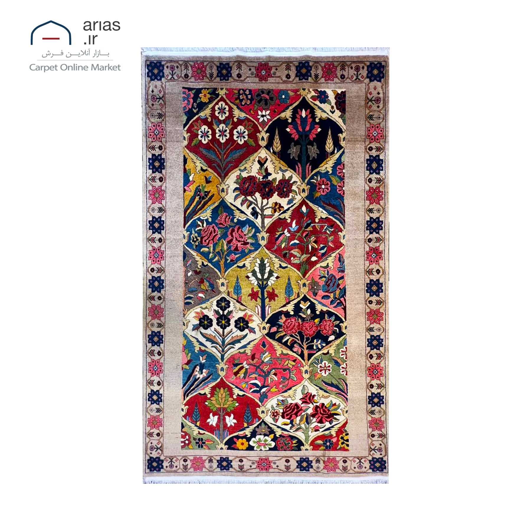 فرش دستباف 4 متری بختیاری زمینه کرم کد D14153A