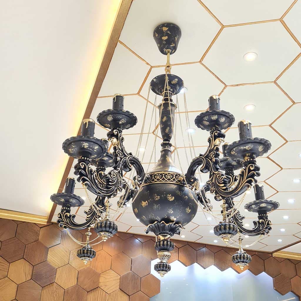 لوستر طلا مشکی L1627-5tm | لوستر نئوکلاسیک لوکس — تصویر ۷