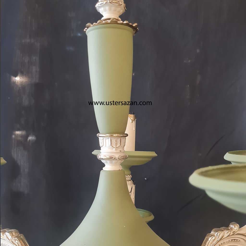 لوستر سبز پاستیلی L1627-5 | لوستر نئوکلاسیک صنایع روشنایی لوسترسازان — تصویر ۶