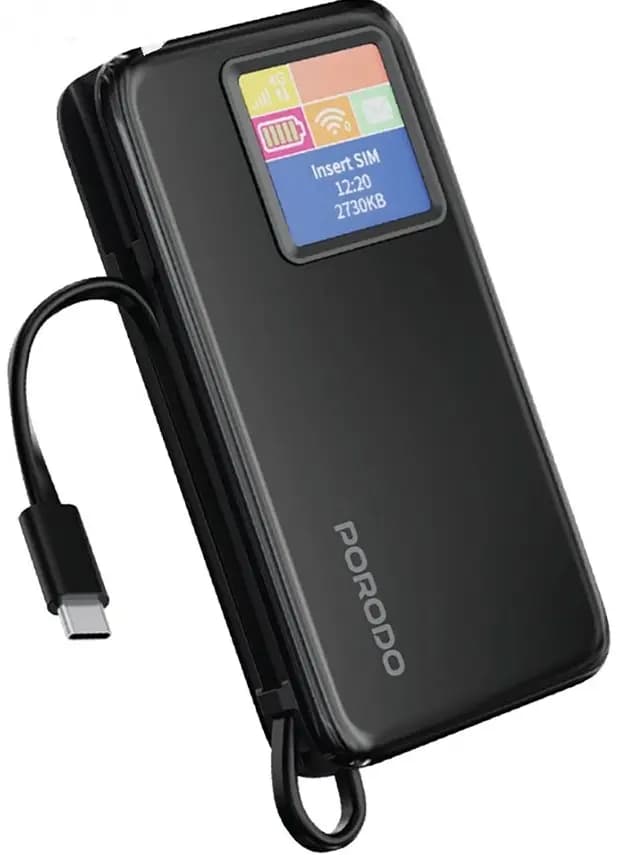 مودم جیبی Porodo 4G LTE با WiFi 6 و پاوربانک 10000 میلی‌آمپرساعتی — تصویر ۷