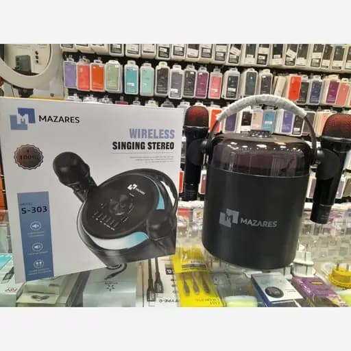 اسپیکر بلوتوثی قابل حمل مازارس مدل s-303 همراه دو میکروفون