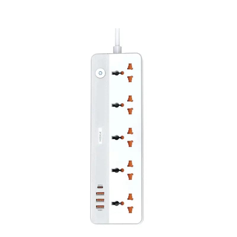 چندراهی برق هیسکا مدل CH-5517EU با کابل ۲ متری و شارژر USB