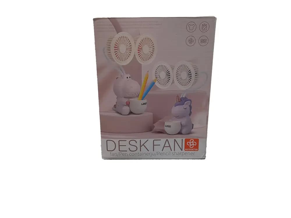 پنکه رومیزی مدادتراش جا مدادی اسب تک شاخ desk fan مدل k49 — تصویر ۳