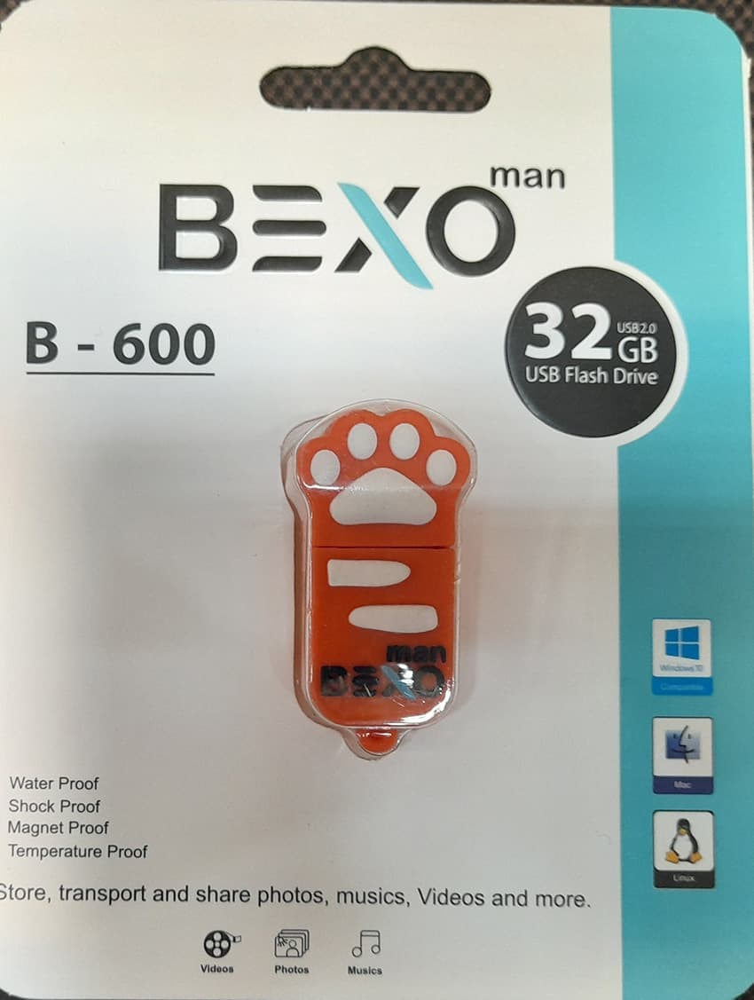 فلش مموری بکسو مدل B-600 ظرفیت 32 گیگابایت USB 2.0 طرحدار بدنه سیلیکونی — تصویر ۲