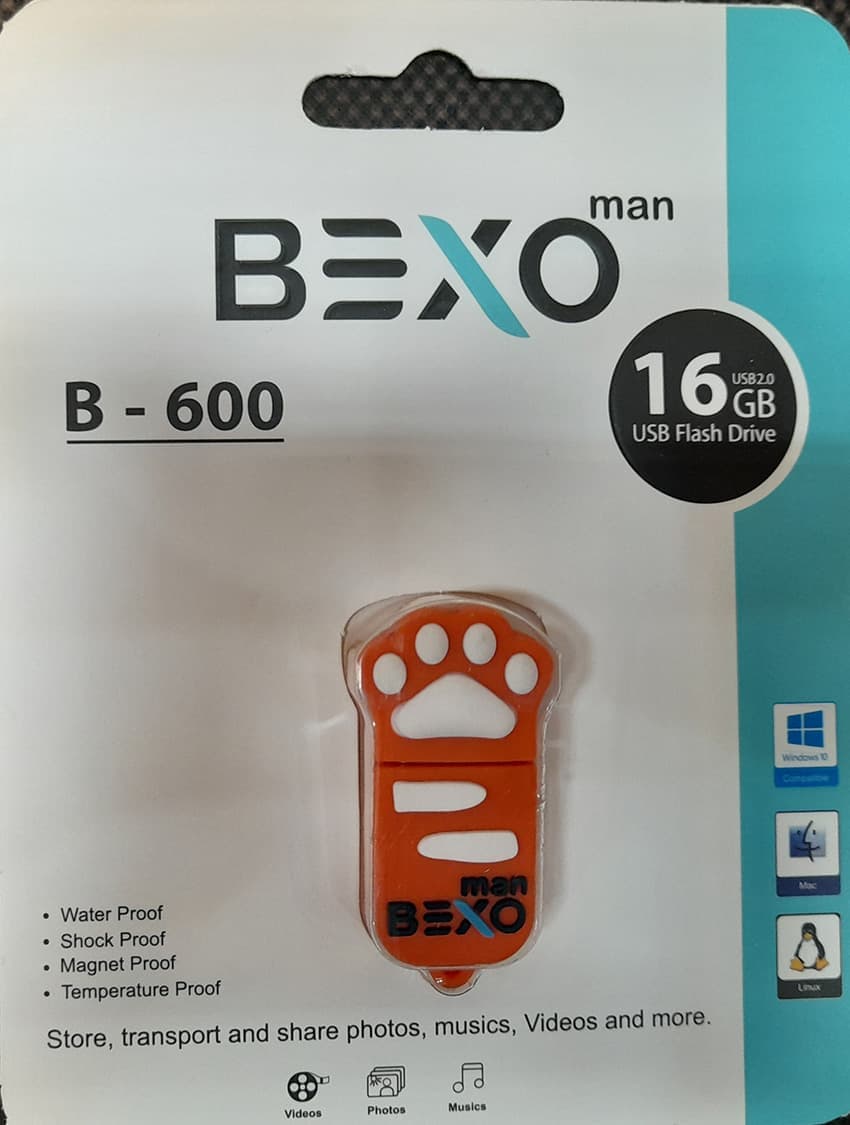 فلش مموری بکسو مدل B-600 ظرفیت 16 گیگابایت USB 2.0 طرحدار بدنه سیلیکونی