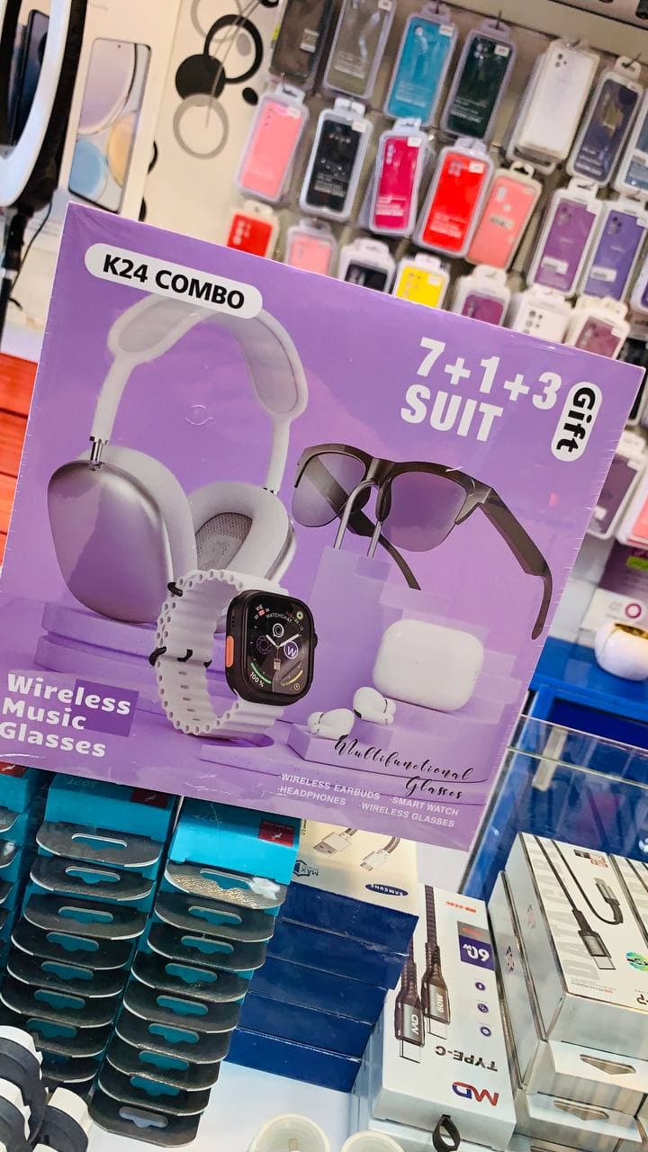 پک کامل لوازم combo k24 7+1+3 SUIT Gift هدفون ، عینک هوشمند ، ساعت هوشمند ، ایرپاد — تصویر ۴