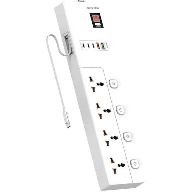 چندراهی برق گرین مدل GS-800 ظرفیت ۳۵۰۰ وات با ۴ خروجی و کابل ۲ متر