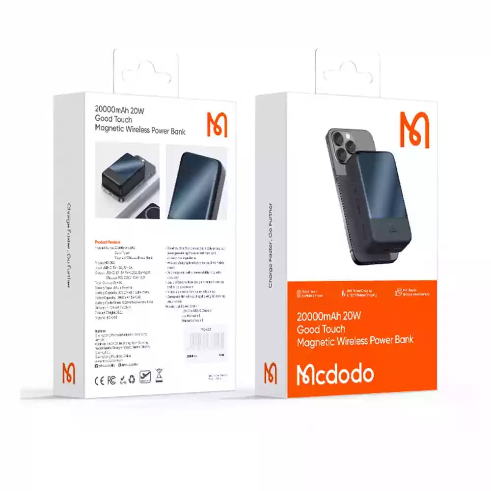 پاور بانک بی سیم مک دودو مدل MC-502 با ظرفیت 20000 میلی آمپر ساعت — تصویر ۴