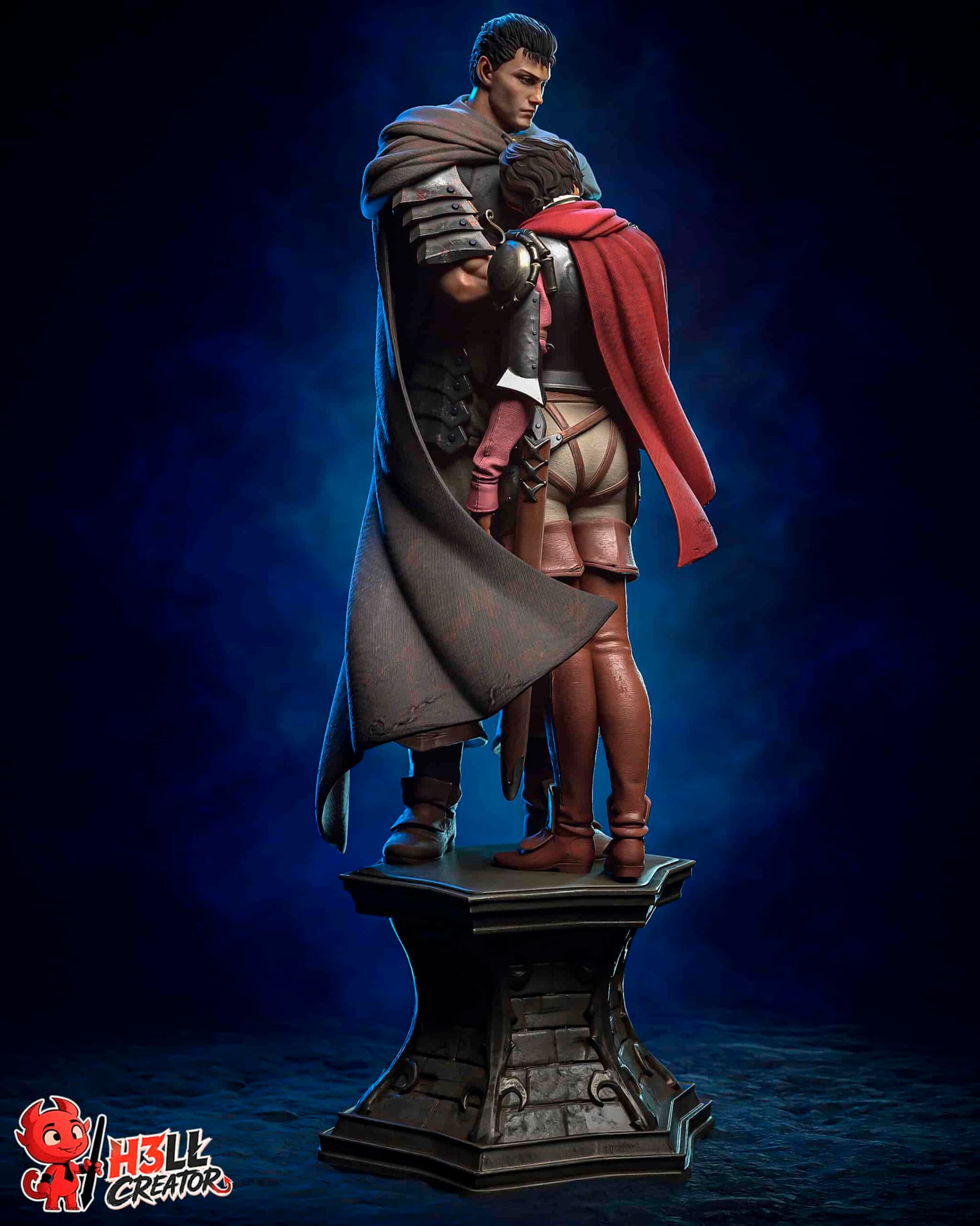 ⚔️🖤 فیگور گاتس و کاسکا Guts & Casca از Berserk | 40 سانتی‌متر | جنس PLA+ — تصویر ۳