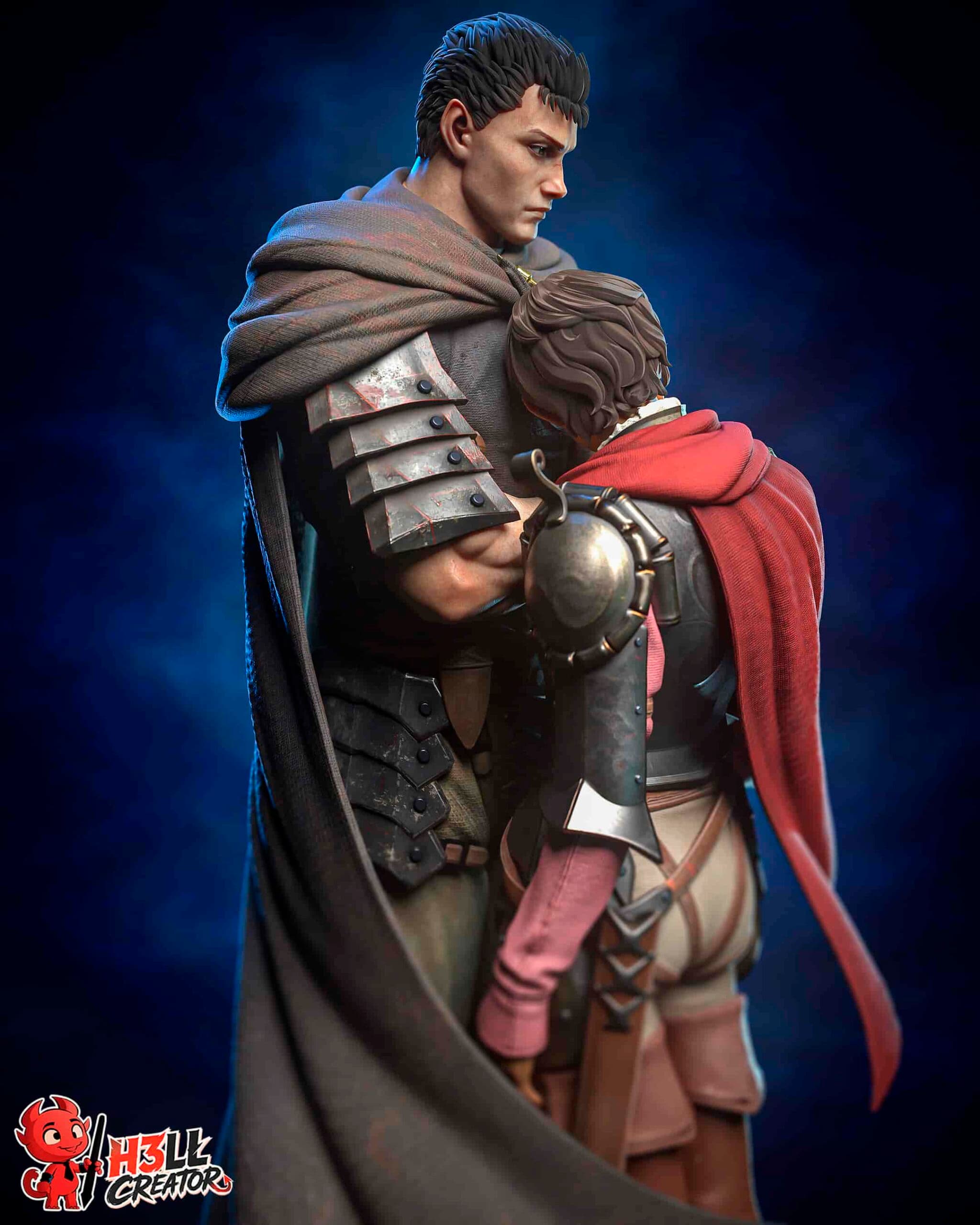⚔️🖤 فیگور گاتس و کاسکا Guts & Casca از Berserk | 40 سانتی‌متر | جنس PLA+ — تصویر ۵