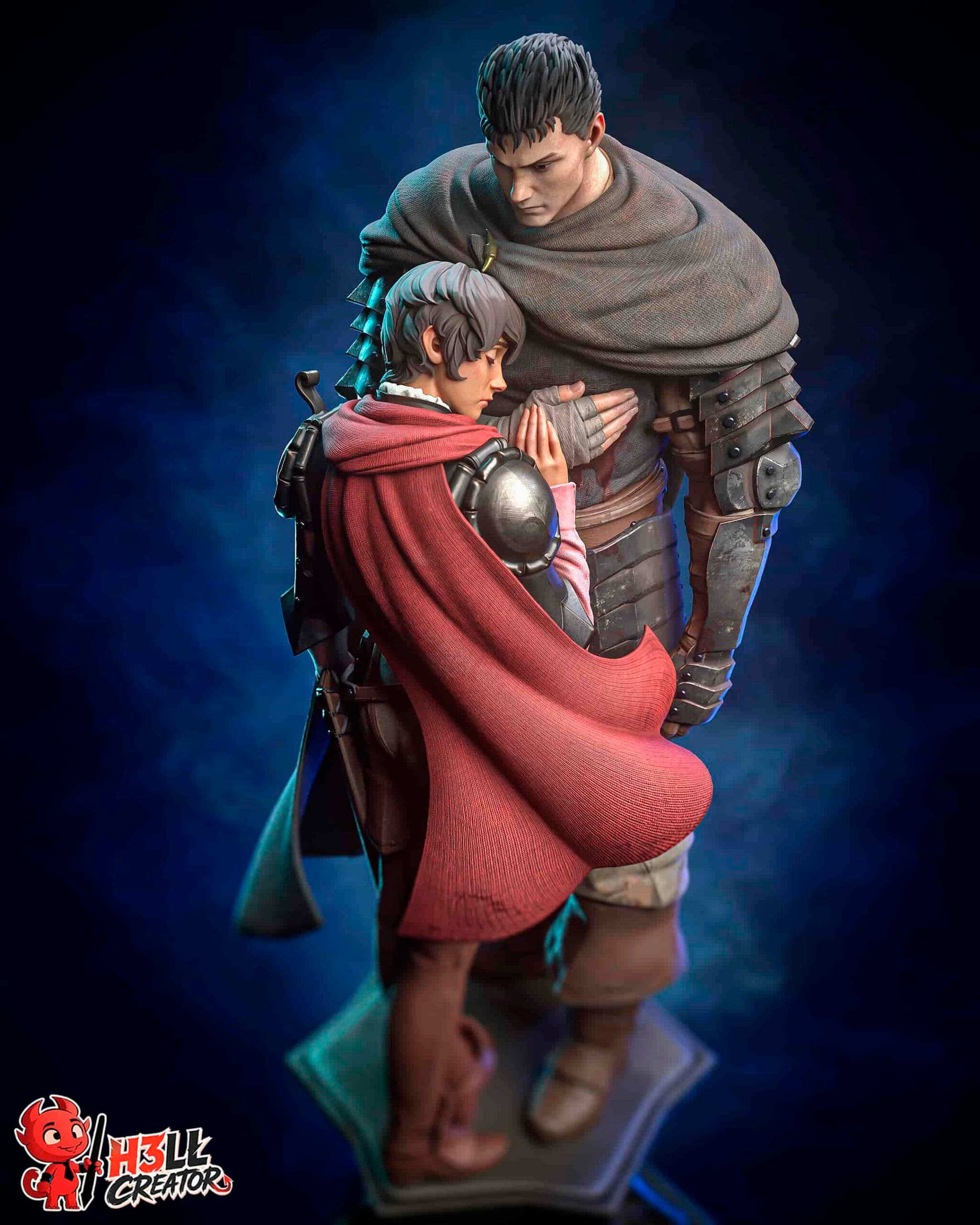 ⚔️🖤 فیگور گاتس و کاسکا Guts & Casca از Berserk | 40 سانتی‌متر | جنس PLA+ — تصویر ۷