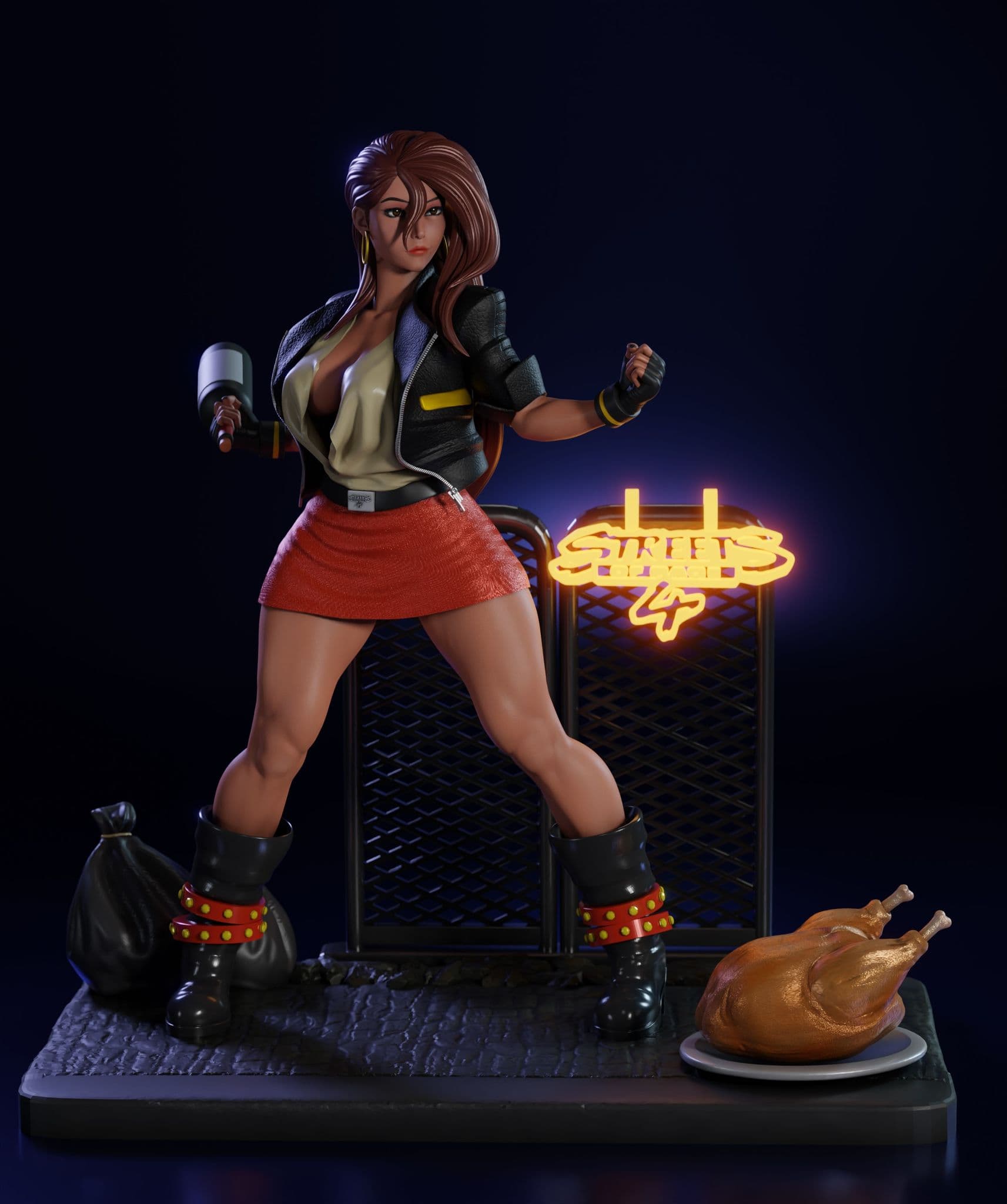 🔥 فیگور بلیز شورش در شهر Blaze Fielding از Streets of Rage 4 | ارتفاع 40 سانتیمتر | جنس PLA+ — تصویر ۲