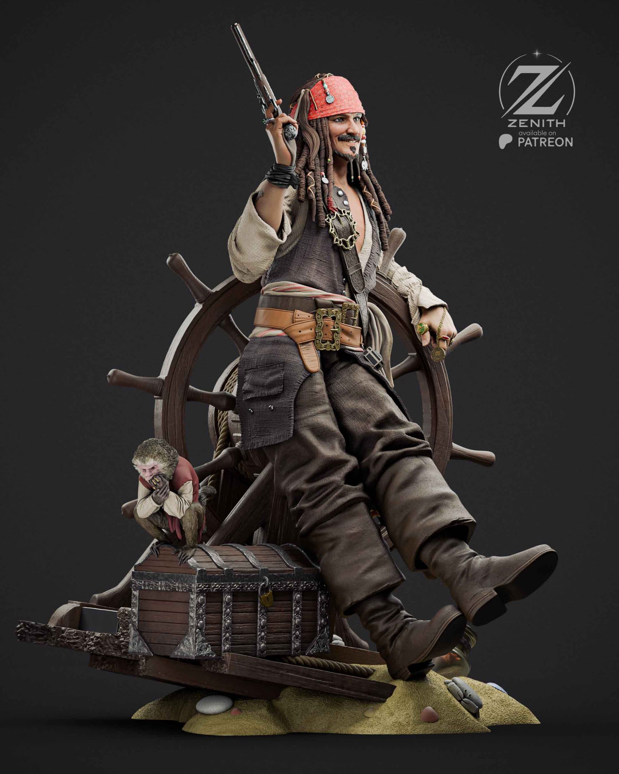 🏴‍☠️⚓ فیگور جک اسپارو | Jack Sparrow | دزدان دریایی کارائیب | 40 سانتی‌متر | PLA+ — تصویر ۴