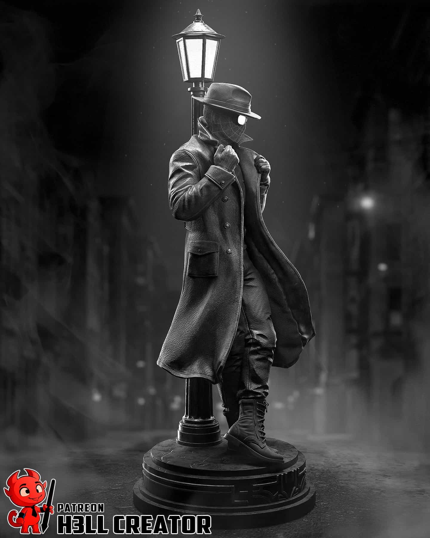 🕶️🌫️ فیگور اسپایدر نوآر | Spider-Noir | 40 سانتیمتر | PLA+ — تصویر ۹