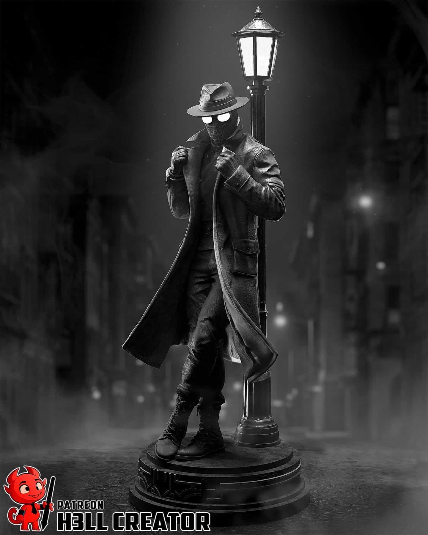 🕶️🌫️ فیگور اسپایدر نوآر | Spider-Noir | 40 سانتی‌متر | PLA+