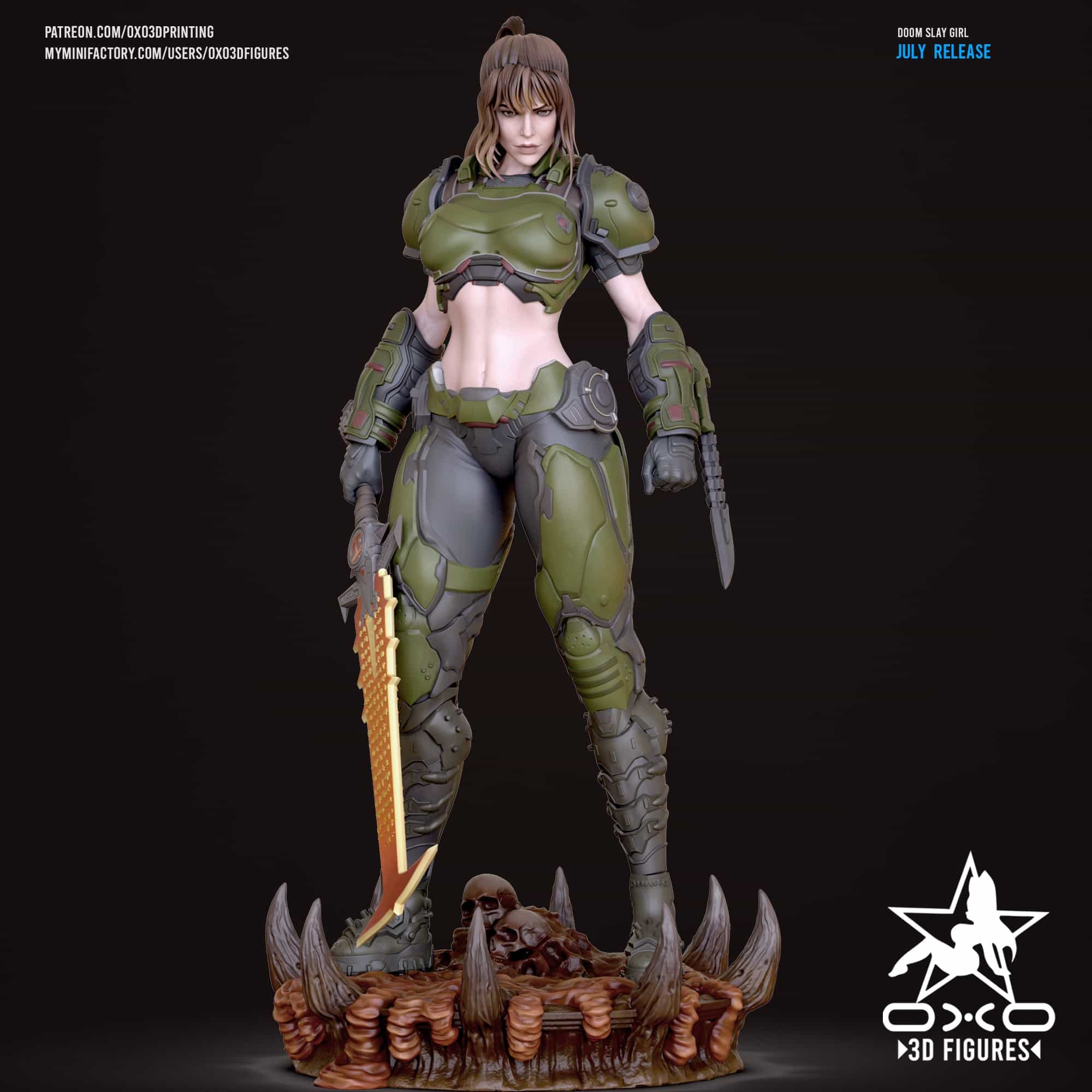 🔥⚔️ فیگور دوم اسلیر زن | Woman Doom Slayer | 40 سانتی‌متر | PLA+