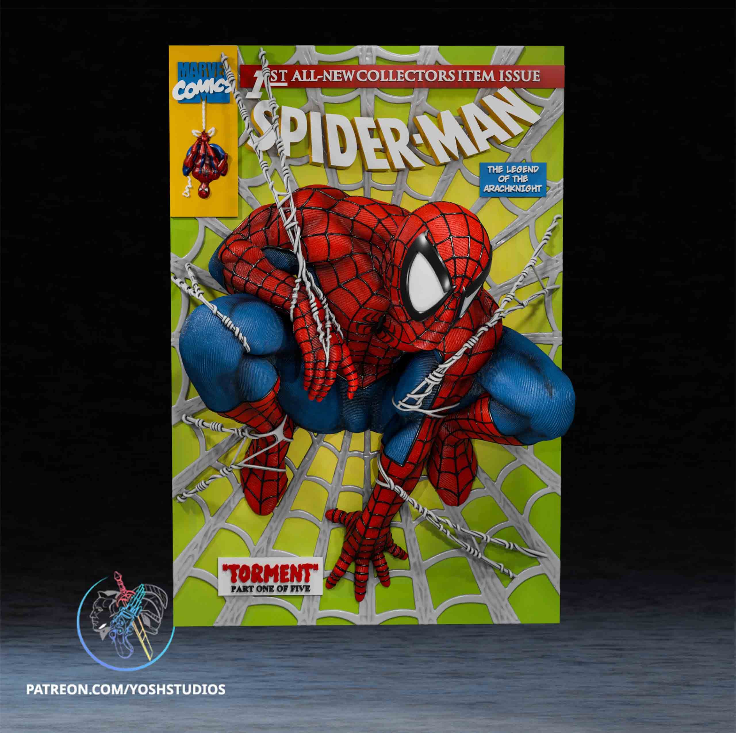 🕷️🔥 تابلو فیگور سه‌بعدی اسپایدرمن (Spider-Man 3D Poster) | 30×20 سانتی‌متر | PLA+