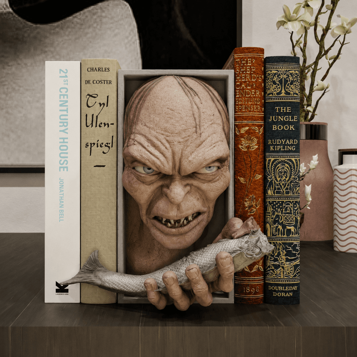 💍 بوک نوک گالوم (Gollum Book Nook) | ارتفاع 21 سانتی‌متر | PLA+
