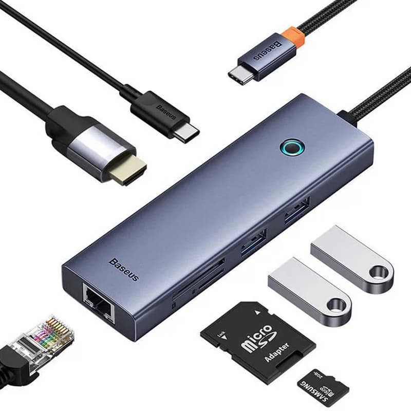 هاب UltraJoy USB-C باسئوس مدل B00052805813 ظرفیت ۷ پورت — تصویر ۵