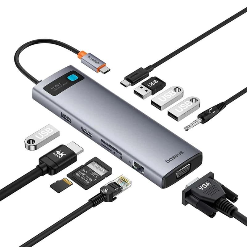هاب USB-C ۱۱ پورت باسئوس مدل BS-OH147-B00030709811 — تصویر ۵